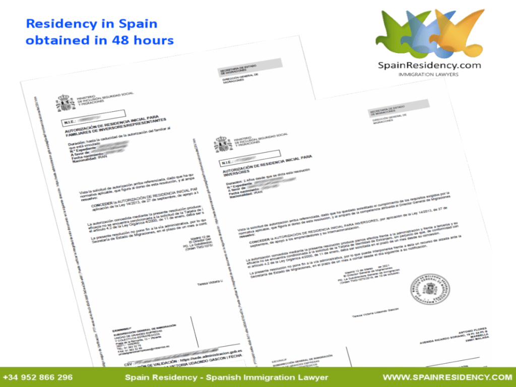 Residency in Spain obtained within 48 hours